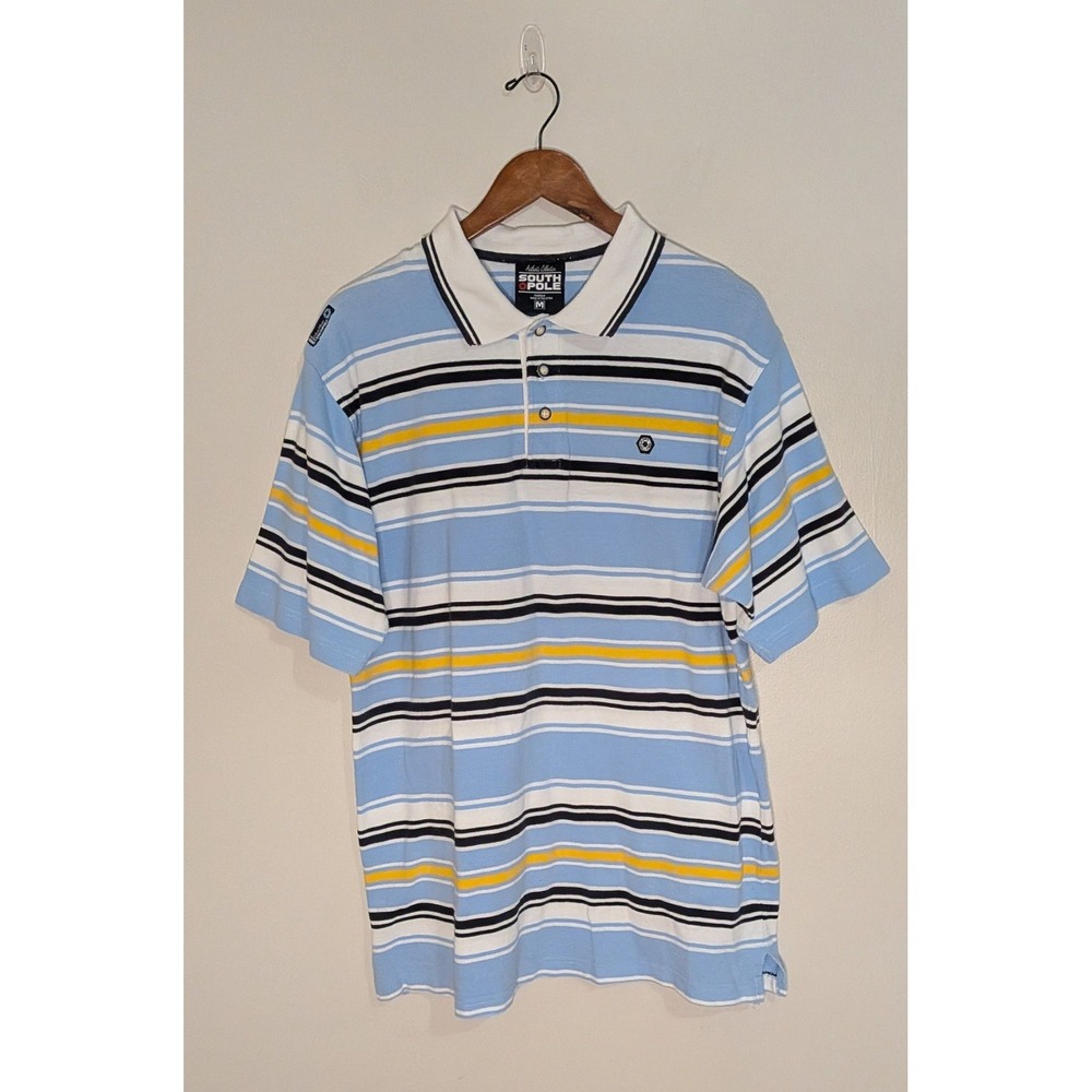 Southpole Men Size Medium Striped Polo Shirt Streetwear Skater Jesse Pinkman